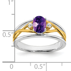 14k Two-tone Amethyst and Diamond Ring