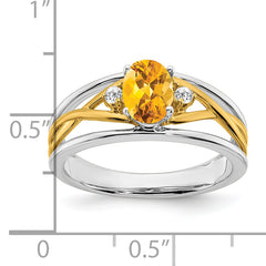 14k Two-tone Citrine and Diamond Ring