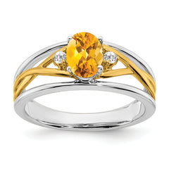 14k Two-tone Citrine and Diamond Ring