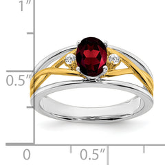 14k Two-tone Garnet and Diamond Ring