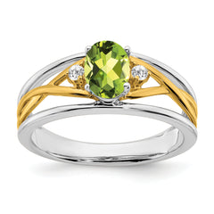 14k Two-tone Peridot and Diamond Ring