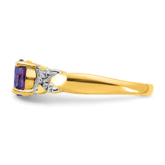 14k Two-tone Amethyst and Diamond Ring