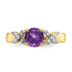 14k Two-tone Amethyst and Diamond Ring