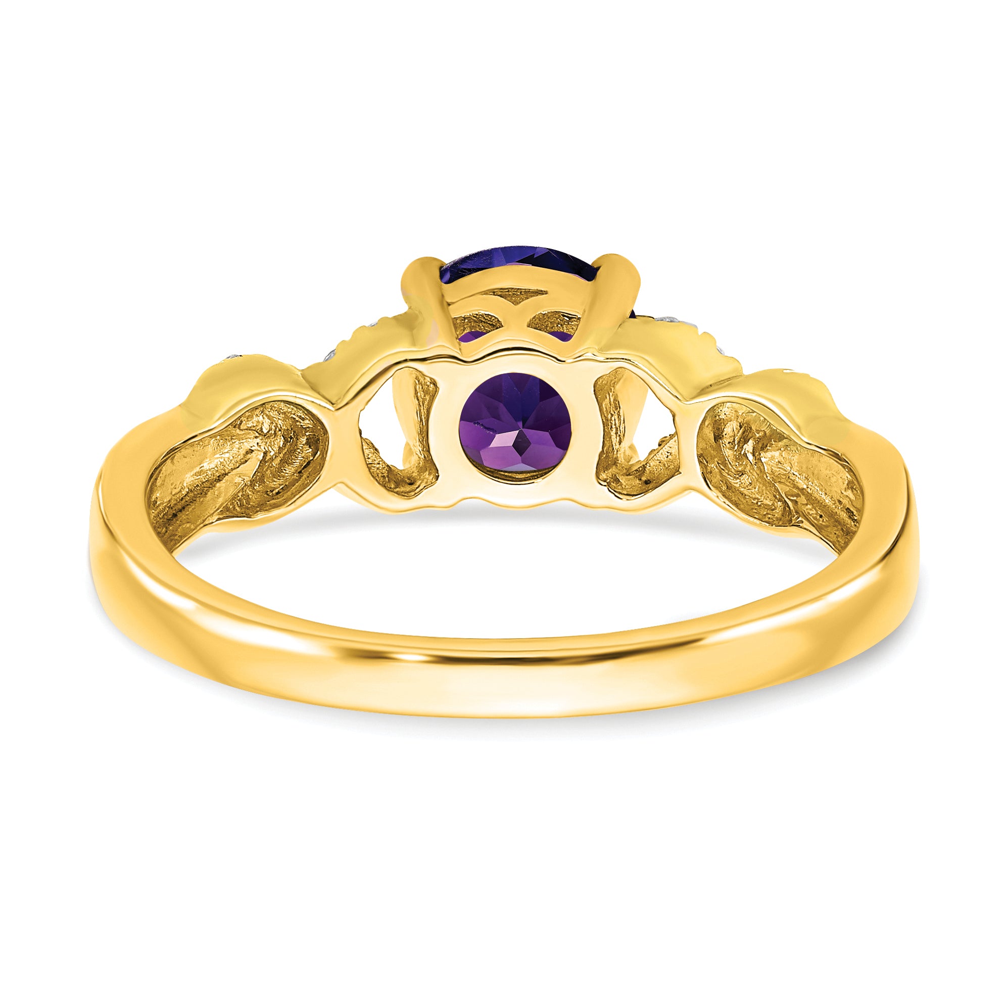 14k Two-tone Amethyst and Diamond Ring