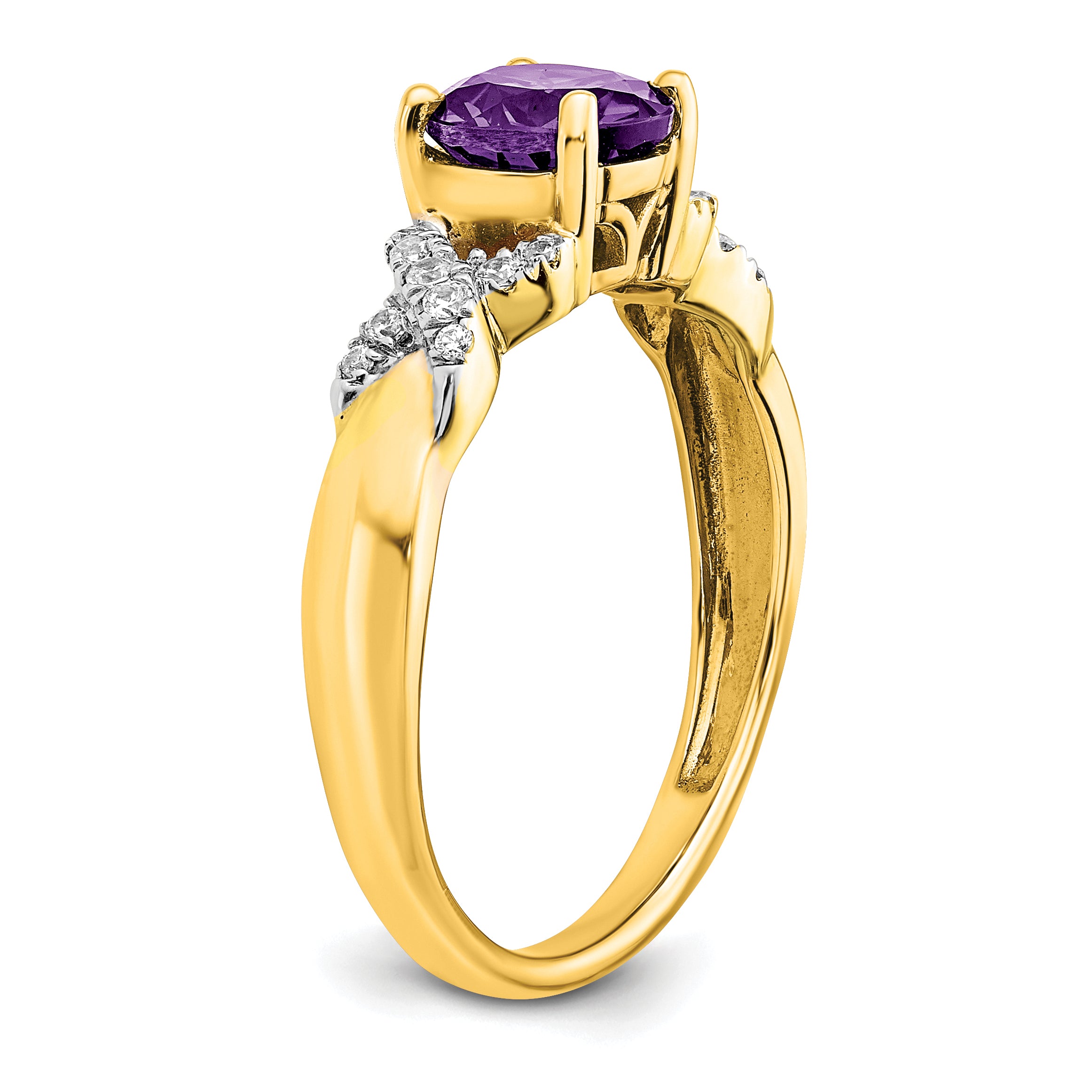 14k Two-tone Amethyst and Diamond Ring