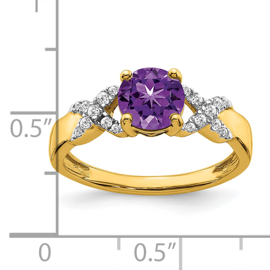 14k Two-tone Amethyst and Diamond Ring