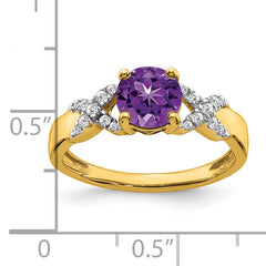 14k Two-tone Amethyst and Diamond Ring