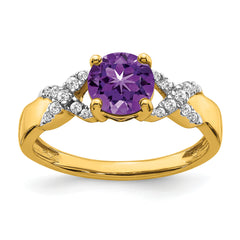 14k Two-tone Amethyst and Diamond Ring