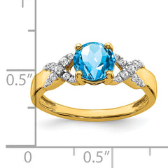 14k Two-tone Blue Topaz and Diamond Ring