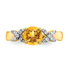 14k Two-tone Citrine and Diamond Ring