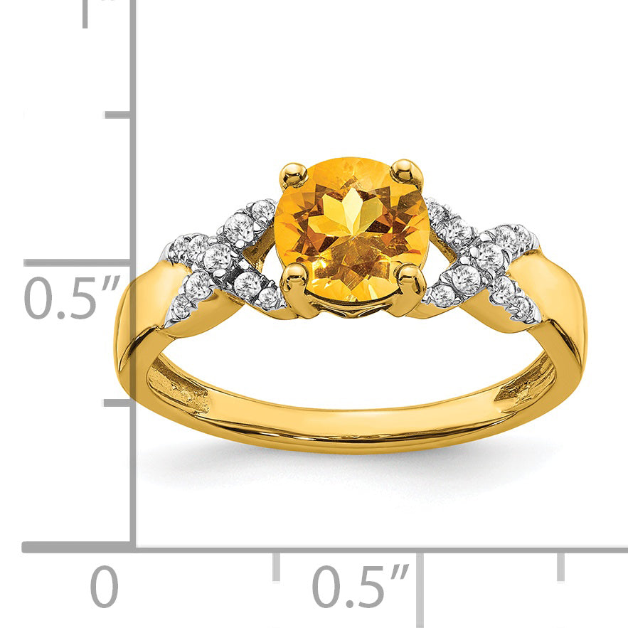 14k Two-tone Citrine and Diamond Ring