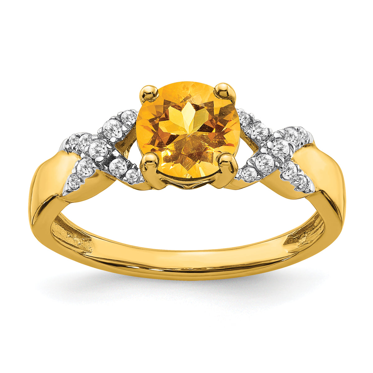 14k Two-tone Citrine and Diamond Ring