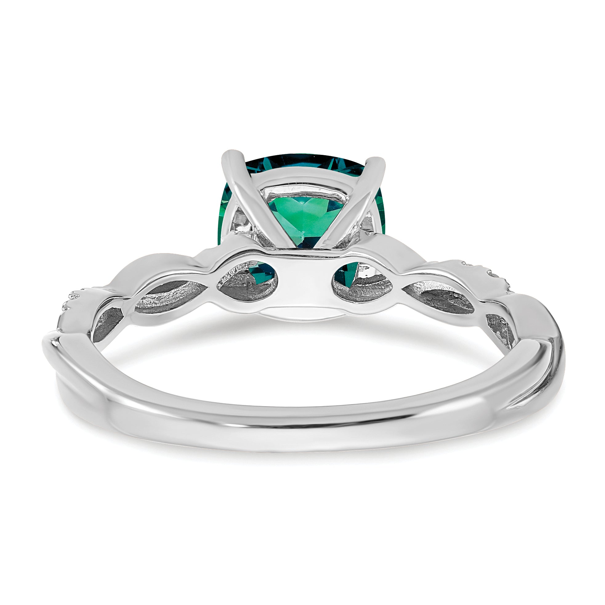 Sterling Silver Rhodium-plated Created Alexandrite and Diamond Ring