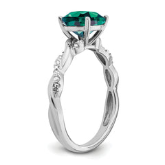 Sterling Silver Rhodium-plated Created Alexandrite and Diamond Ring