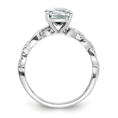 Sterling Silver Rhodium-plated White Topaz and Diamond Ring