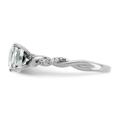 Sterling Silver Rhodium-plated White Topaz and Diamond Ring