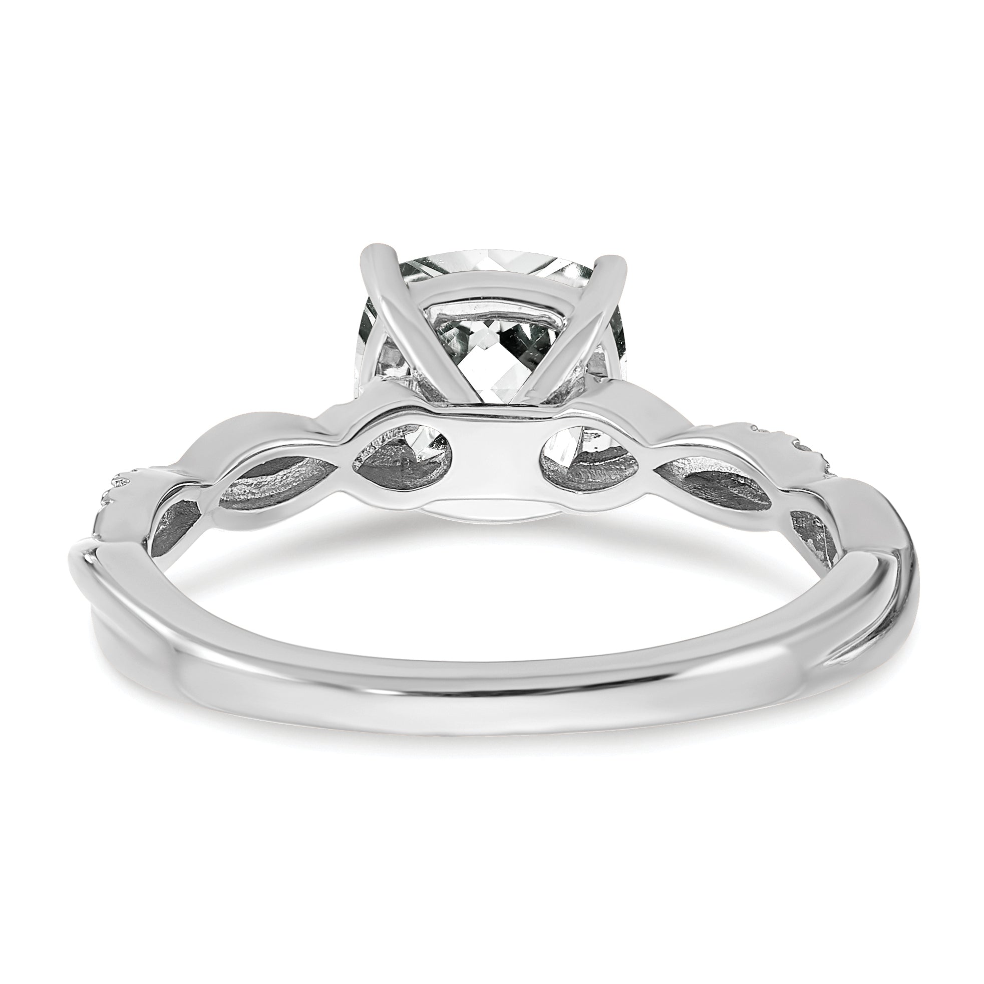 Sterling Silver Rhodium-plated White Topaz and Diamond Ring