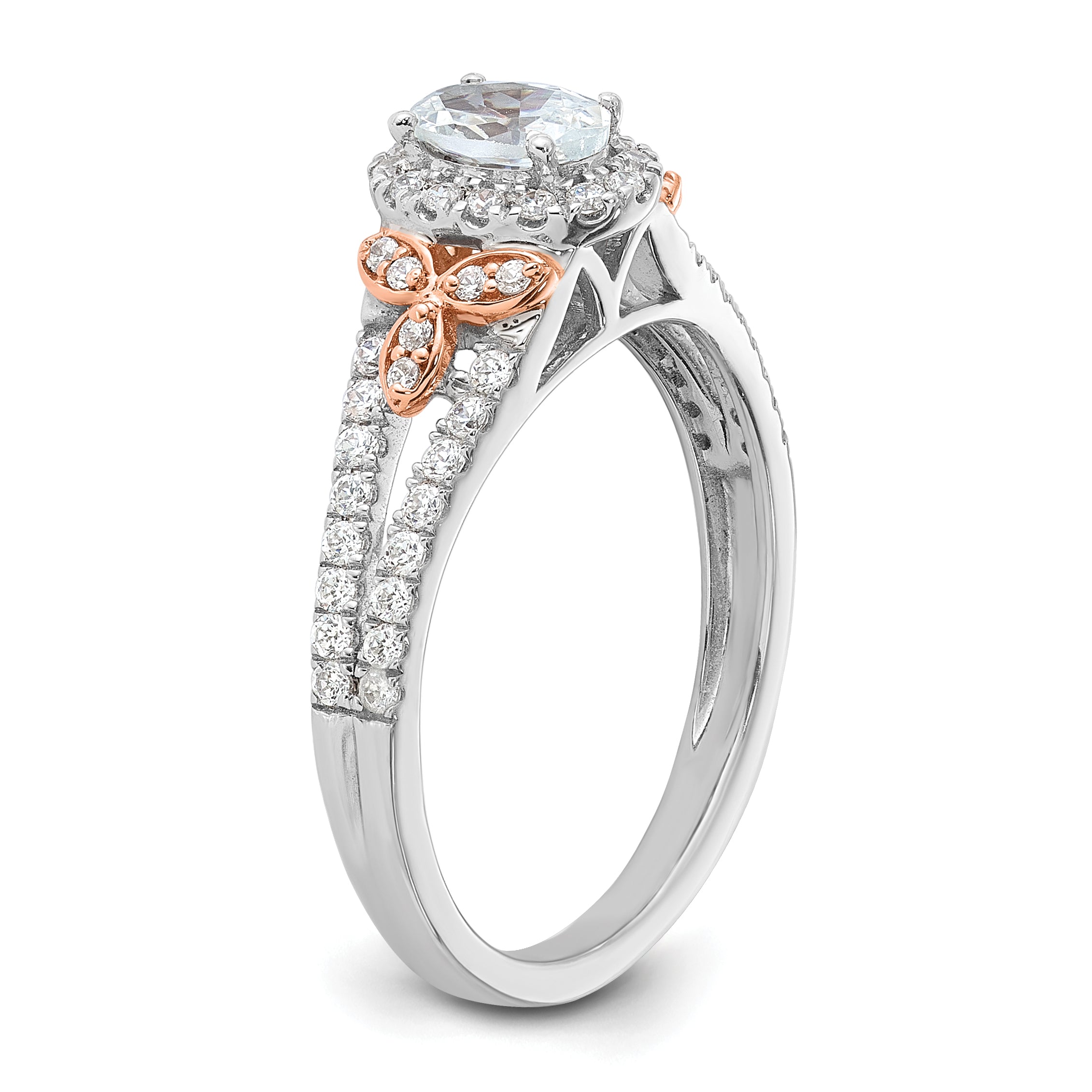 14K Two-Tone Lab Grown Diamond Halo Complete Engagement Ring