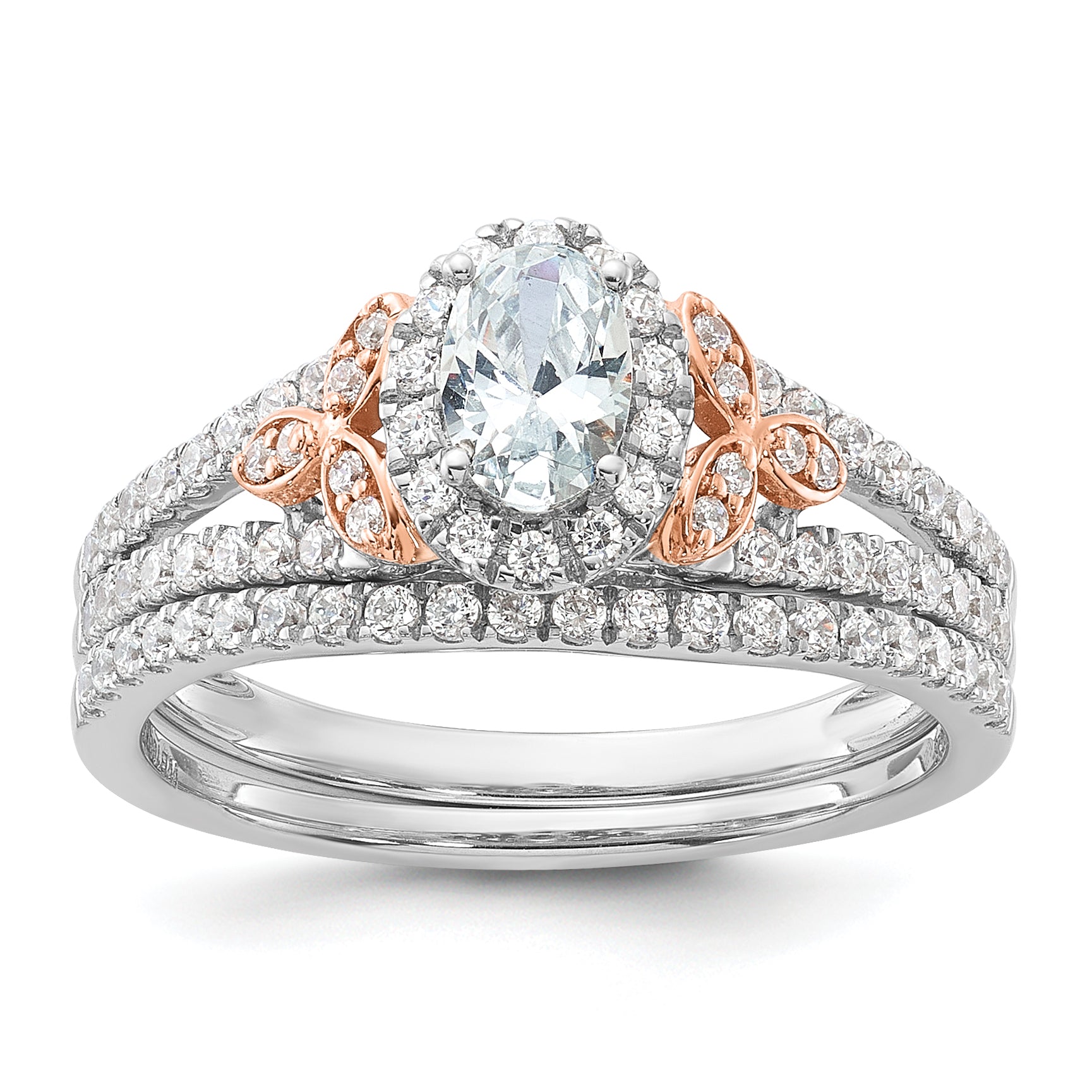 14K Two-Tone Lab Grown Diamond Halo Complete Engagement Ring