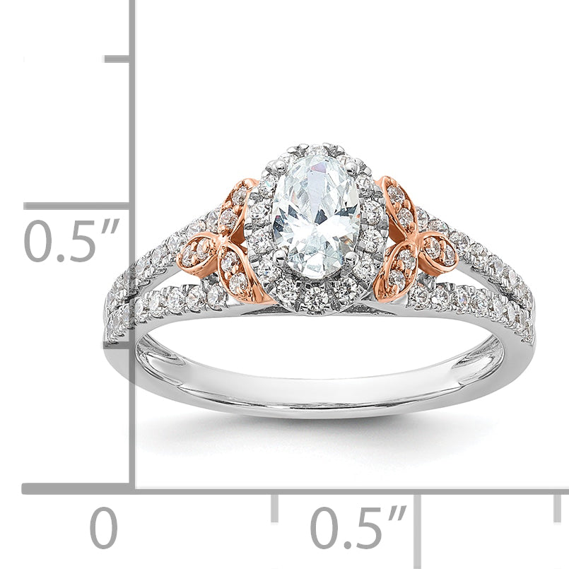 14K Two-Tone Lab Grown Diamond Halo Complete Engagement Ring