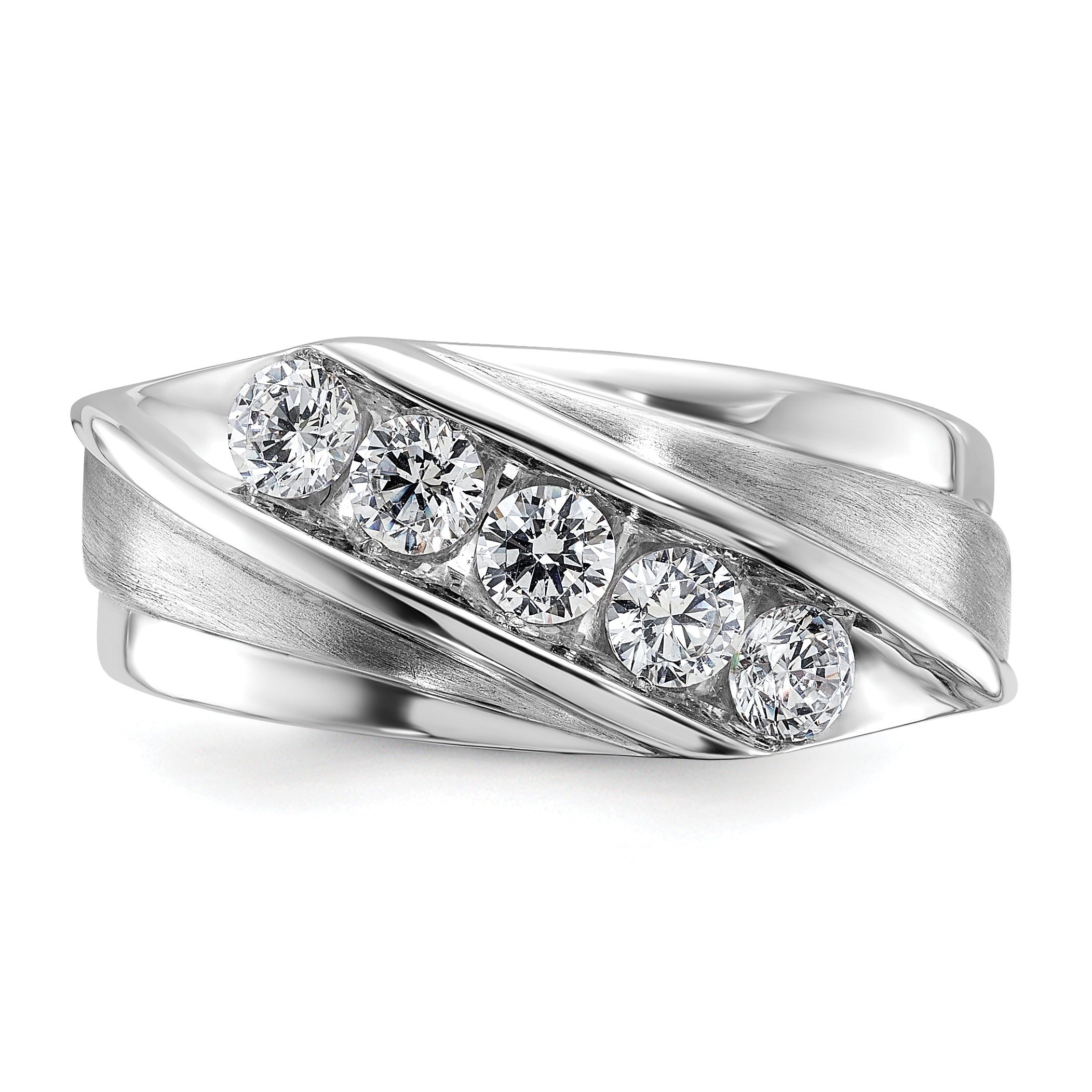 10K White Gold Lab Grown Diamond VS/SI GH, Men's 5-stone Band