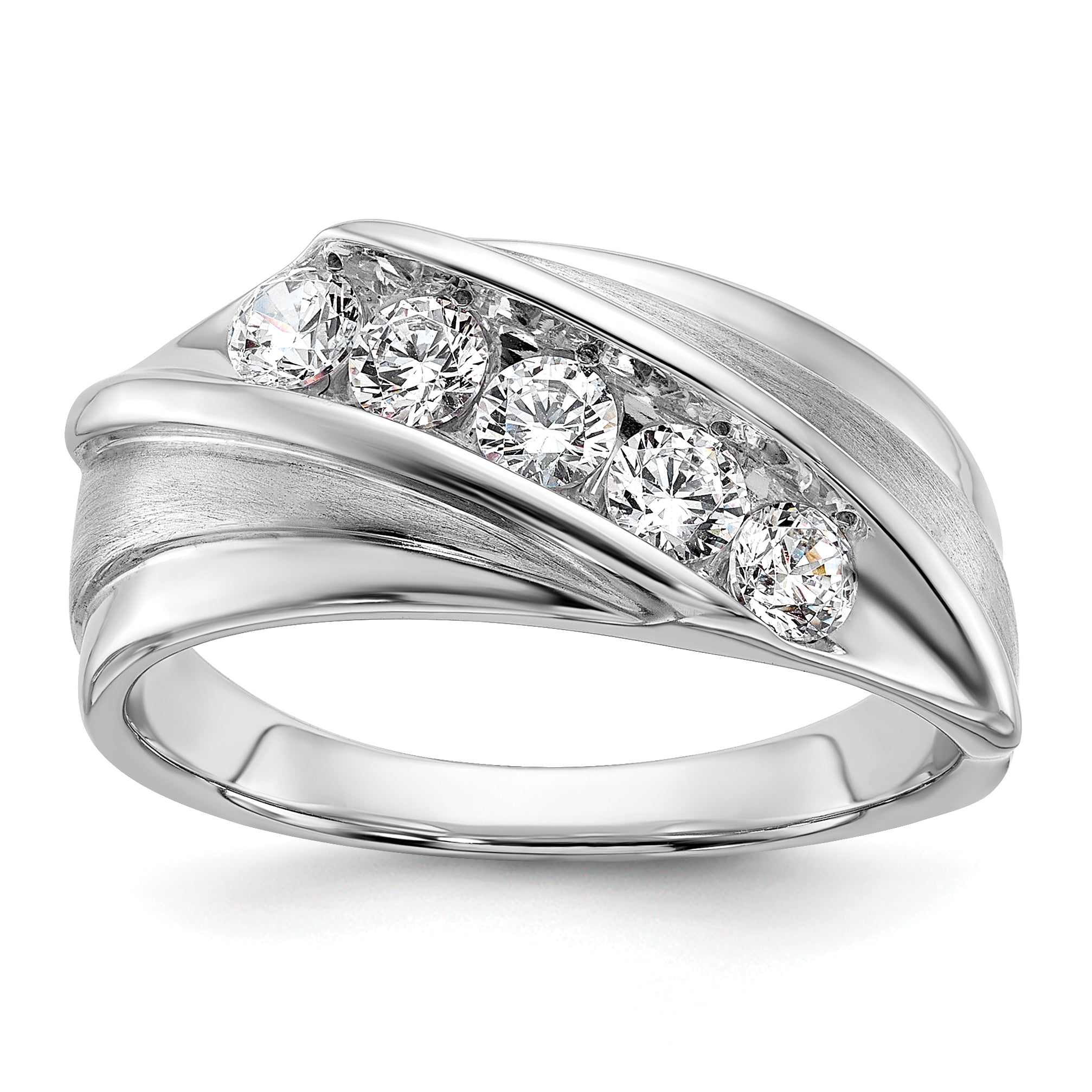 10K White Gold Lab Grown Diamond VS/SI GH, Men's 5-stone Band