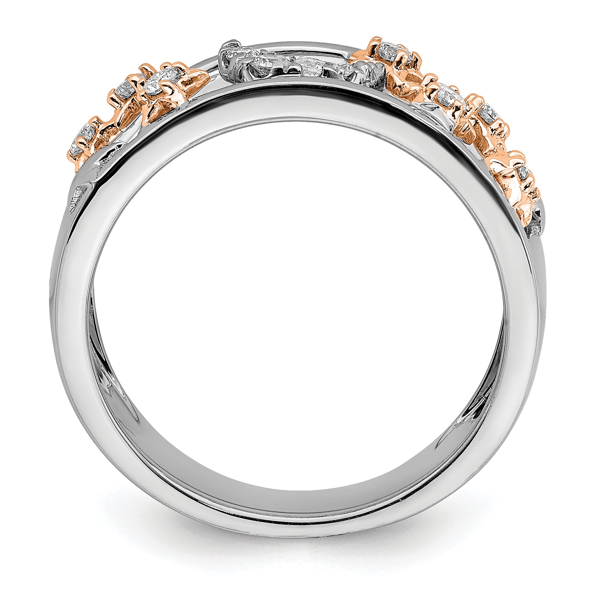 14k Two-tone Moon and Stars Diamond Band