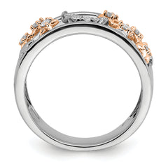 14k Two-tone Moon and Stars Diamond Band