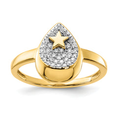 14k Polished Teardrop WithStar Diamond Ring