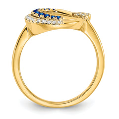 14k Polished Sapphire and Diamond Moon WithStar Ring