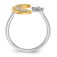 14k Two-tone Diamond Moon WithStar Ring