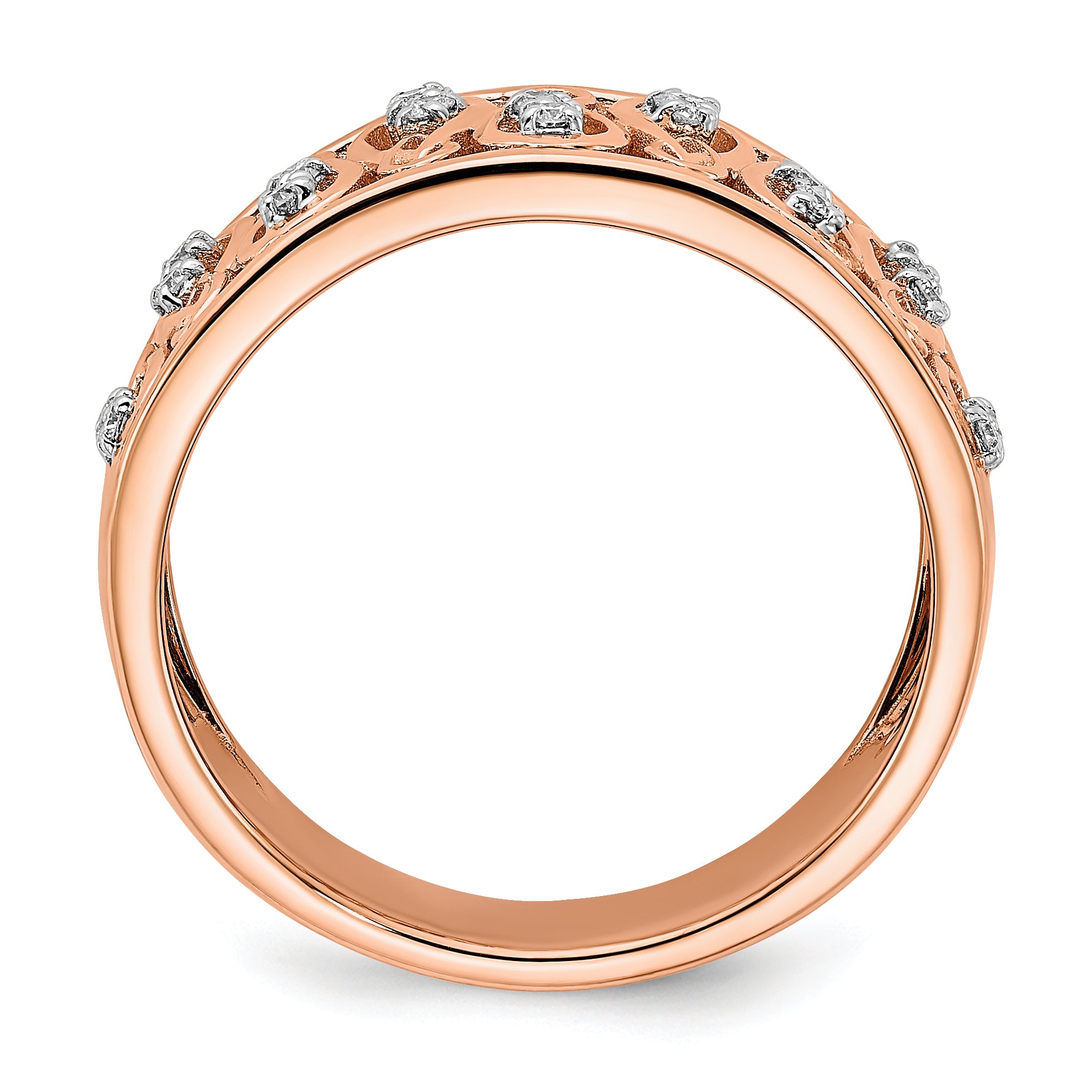 14k Rose Gold Polished Diamond Fancy Filigree Band