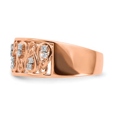 14k Rose Gold Polished Diamond Fancy Filigree Band