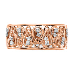 14k Rose Gold Polished Diamond Fancy Filigree Band