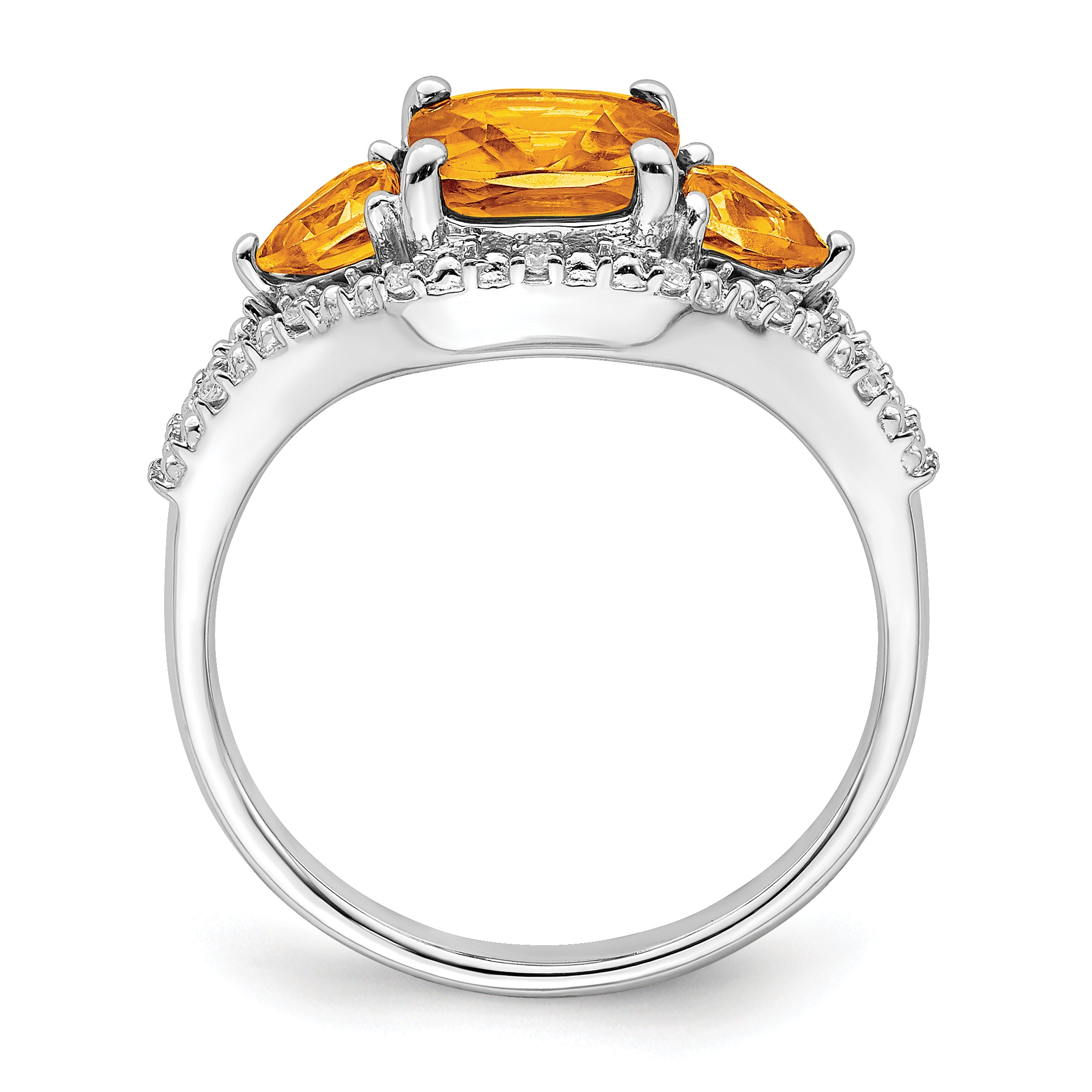 14k White Gold Citrine and Diamond Ring