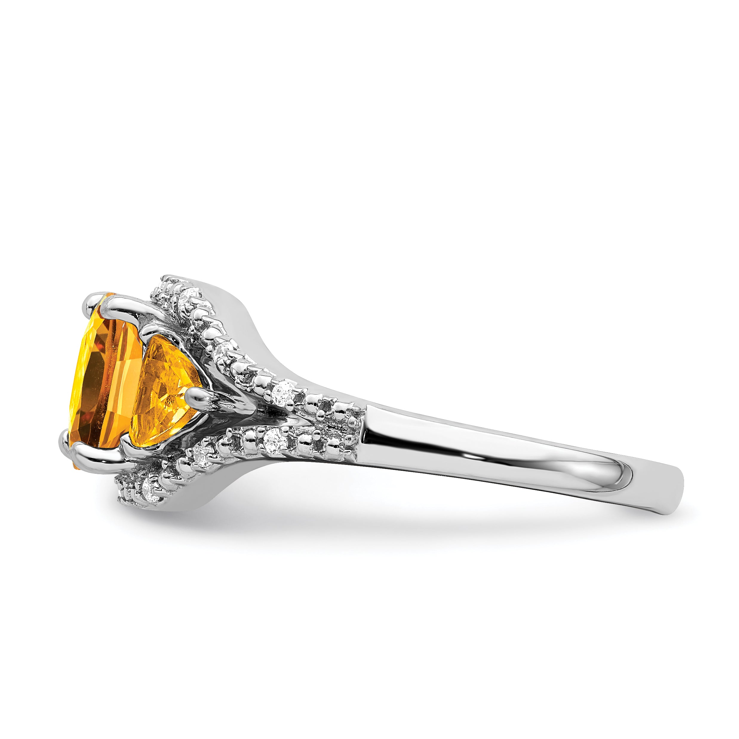 14k White Gold Citrine and Diamond Ring