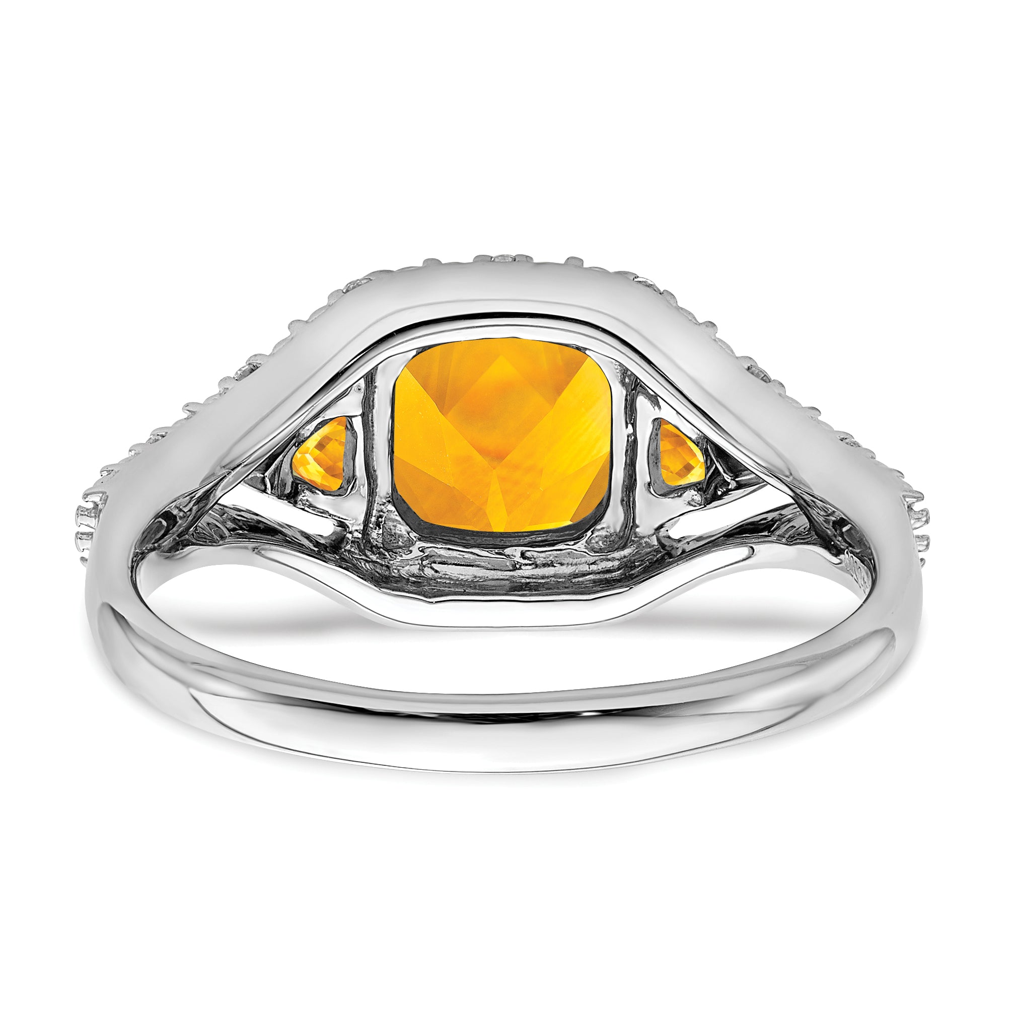 14k White Gold Citrine and Diamond Ring