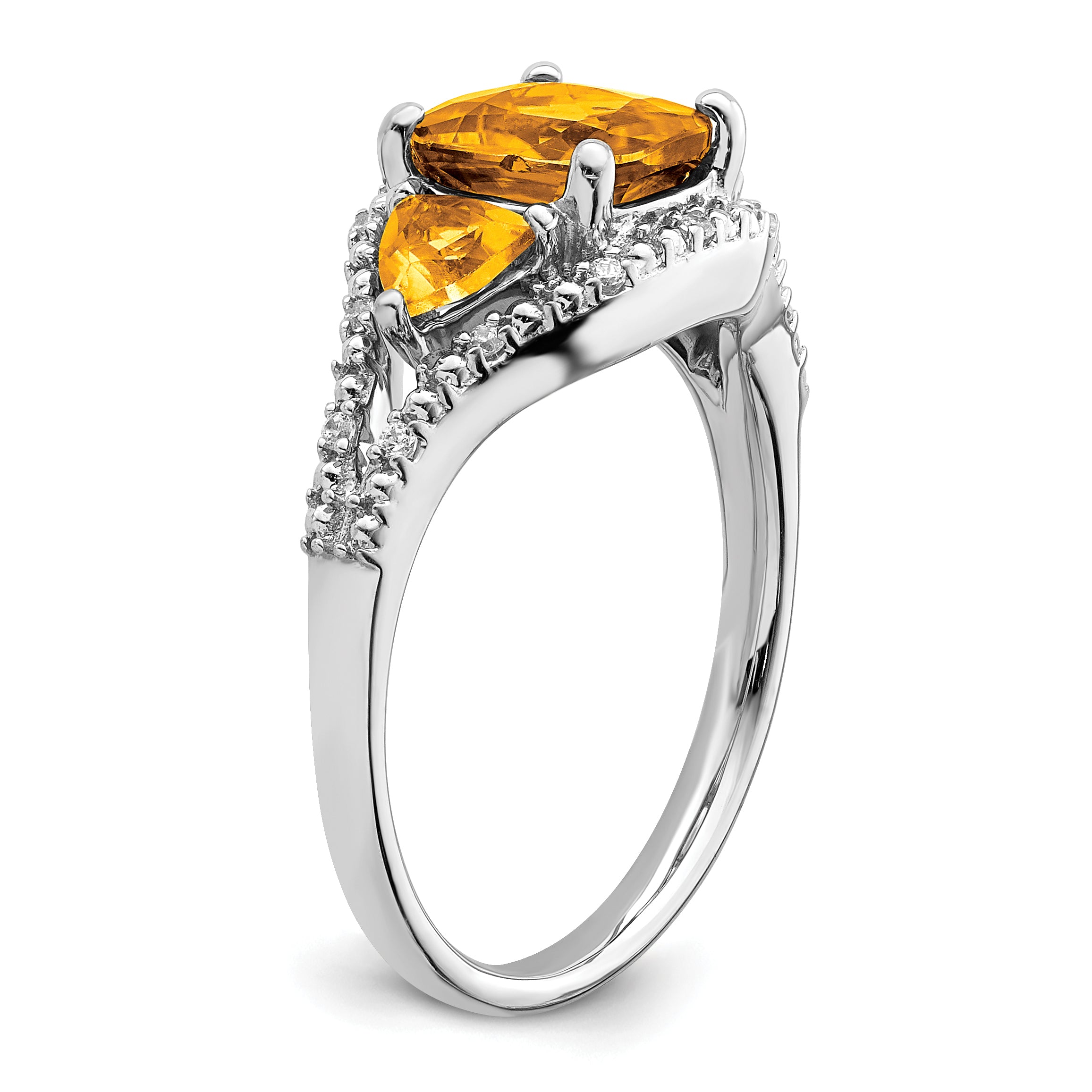 14k White Gold Citrine and Diamond Ring