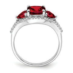 14k White Gold Garnet and Diamond Ring