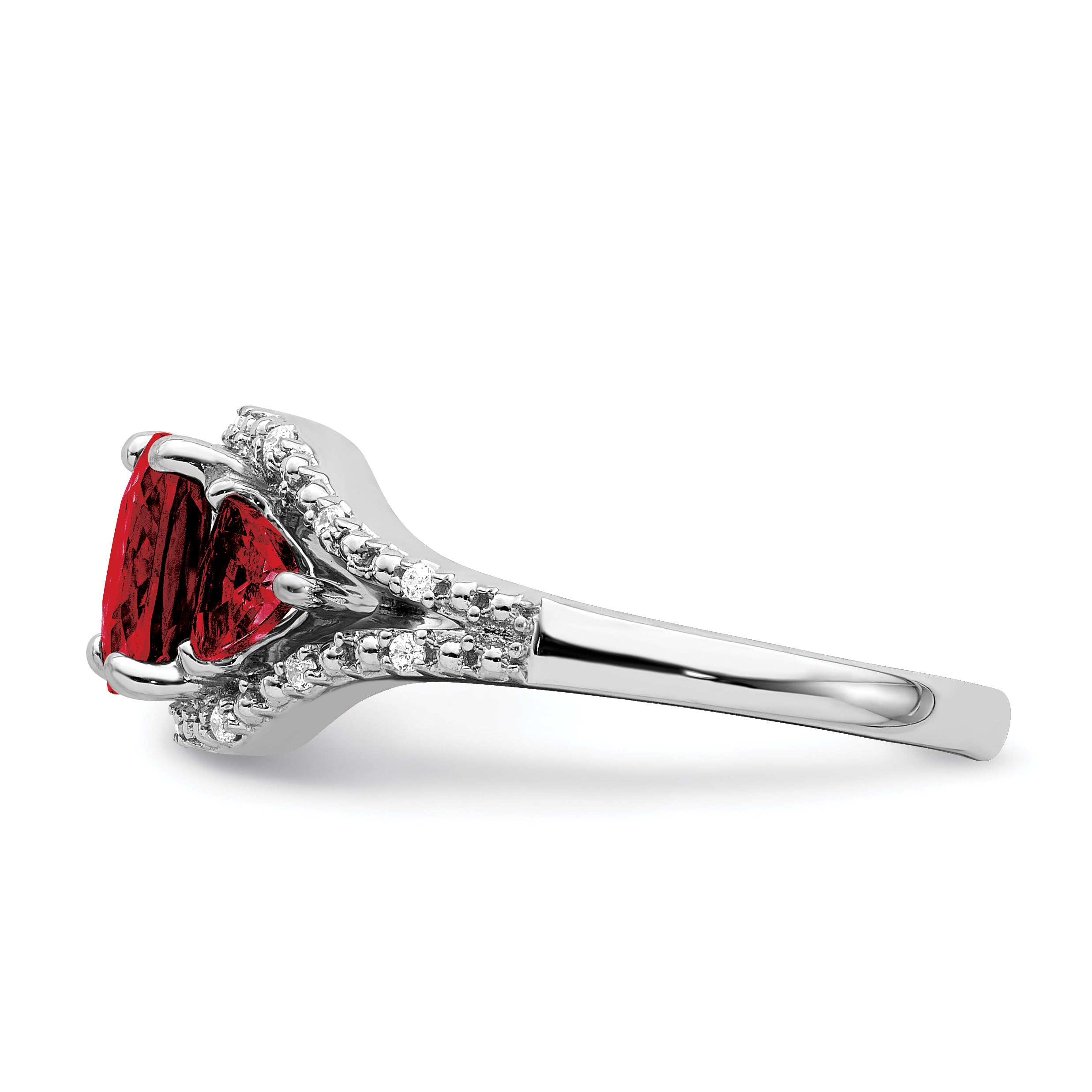 14k White Gold Garnet and Diamond Ring