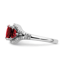 14k White Gold Garnet and Diamond Ring