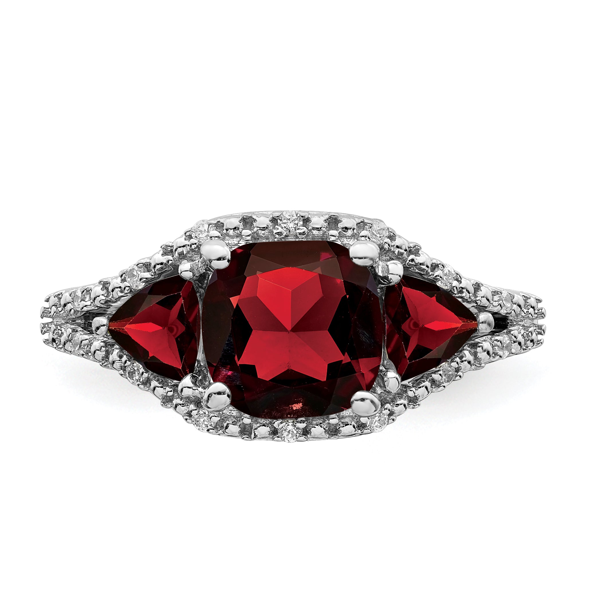 14k White Gold Garnet and Diamond Ring