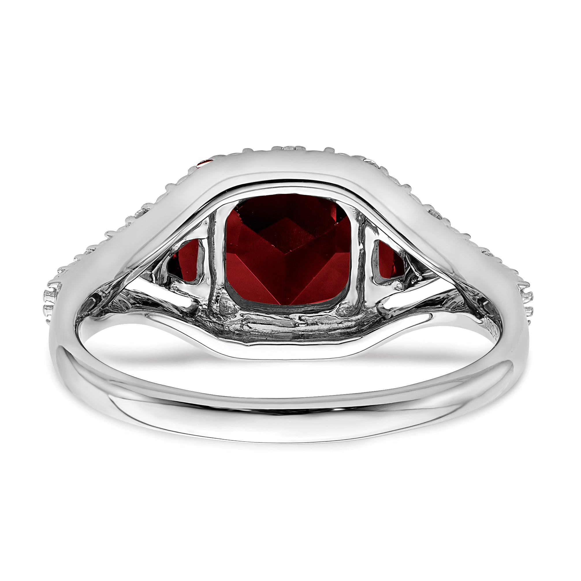 14k White Gold Garnet and Diamond Ring