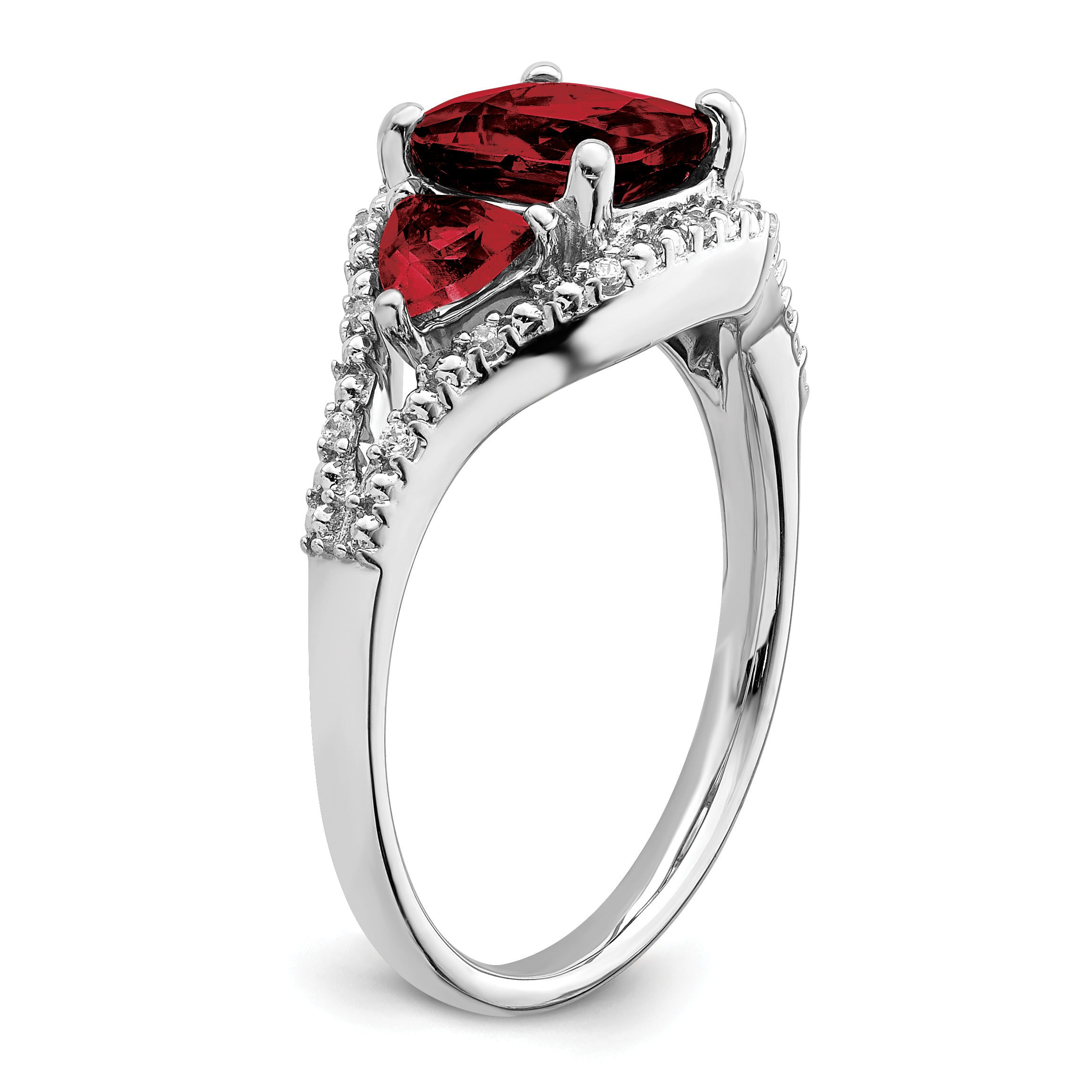 14k White Gold Garnet and Diamond Ring