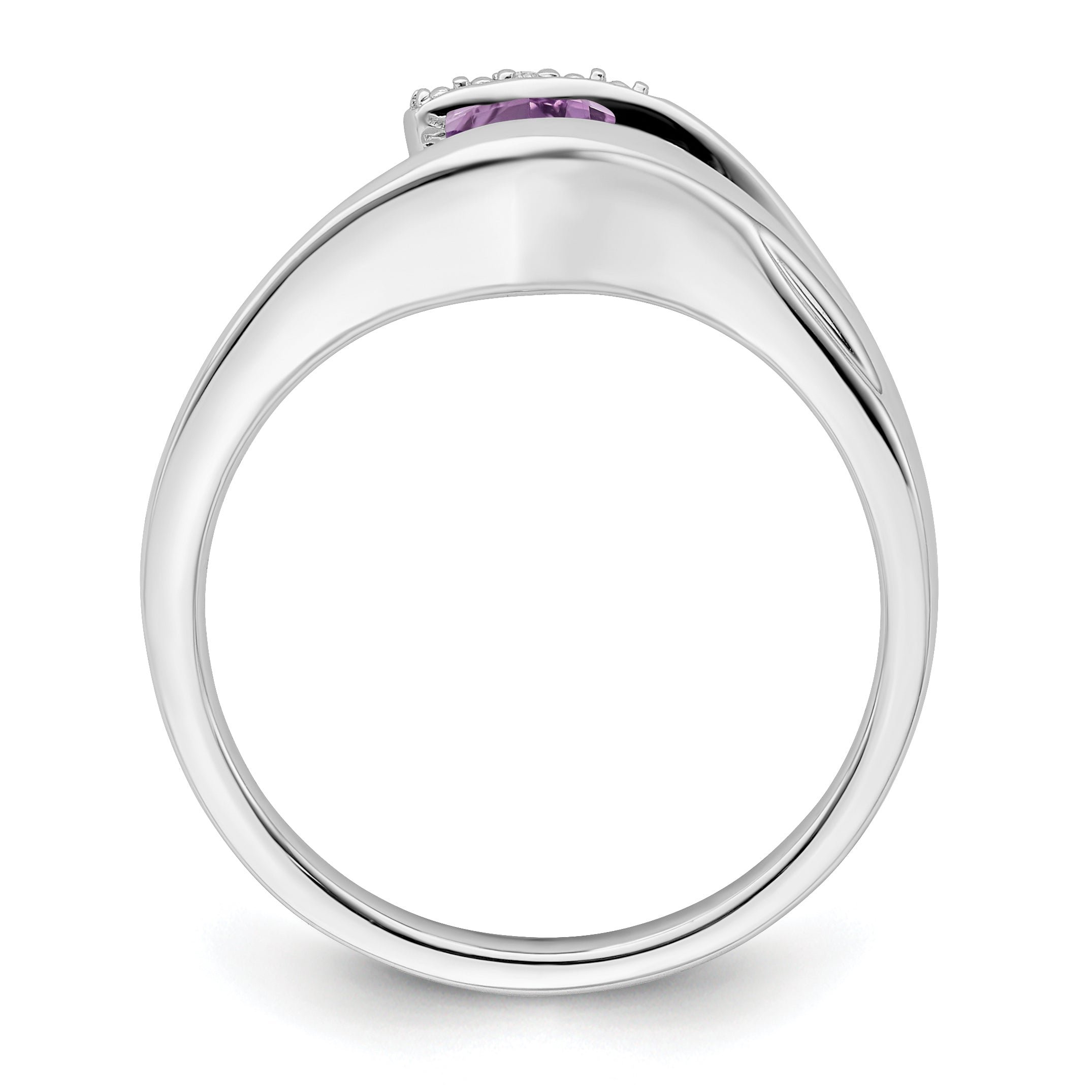 14k White Gold Trillion Amethyst and Diamond Ring