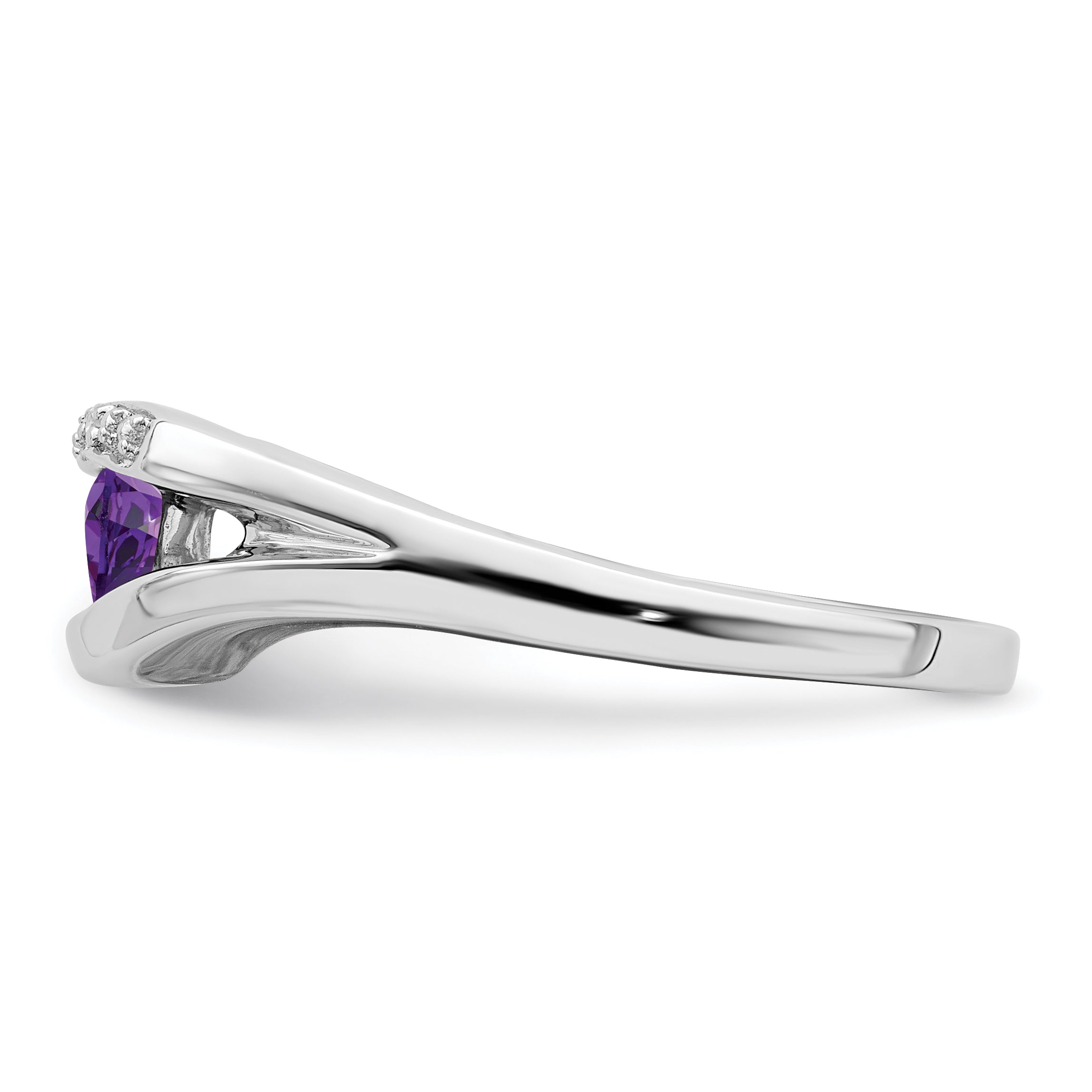 14k White Gold Trillion Amethyst and Diamond Ring