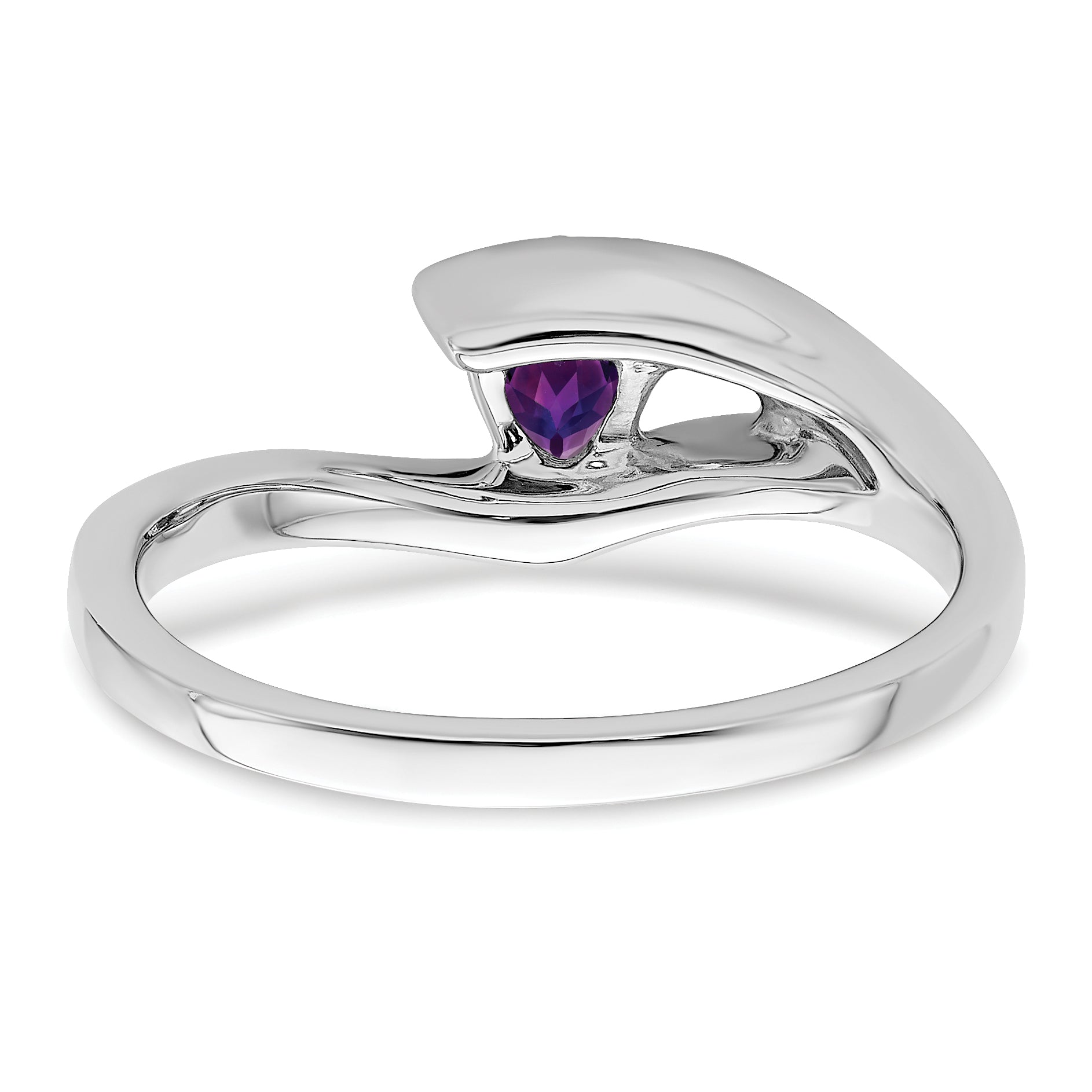 14k White Gold Trillion Amethyst and Diamond Ring