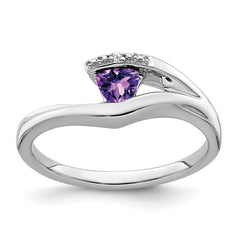 14k White Gold Trillion Amethyst and Diamond Ring