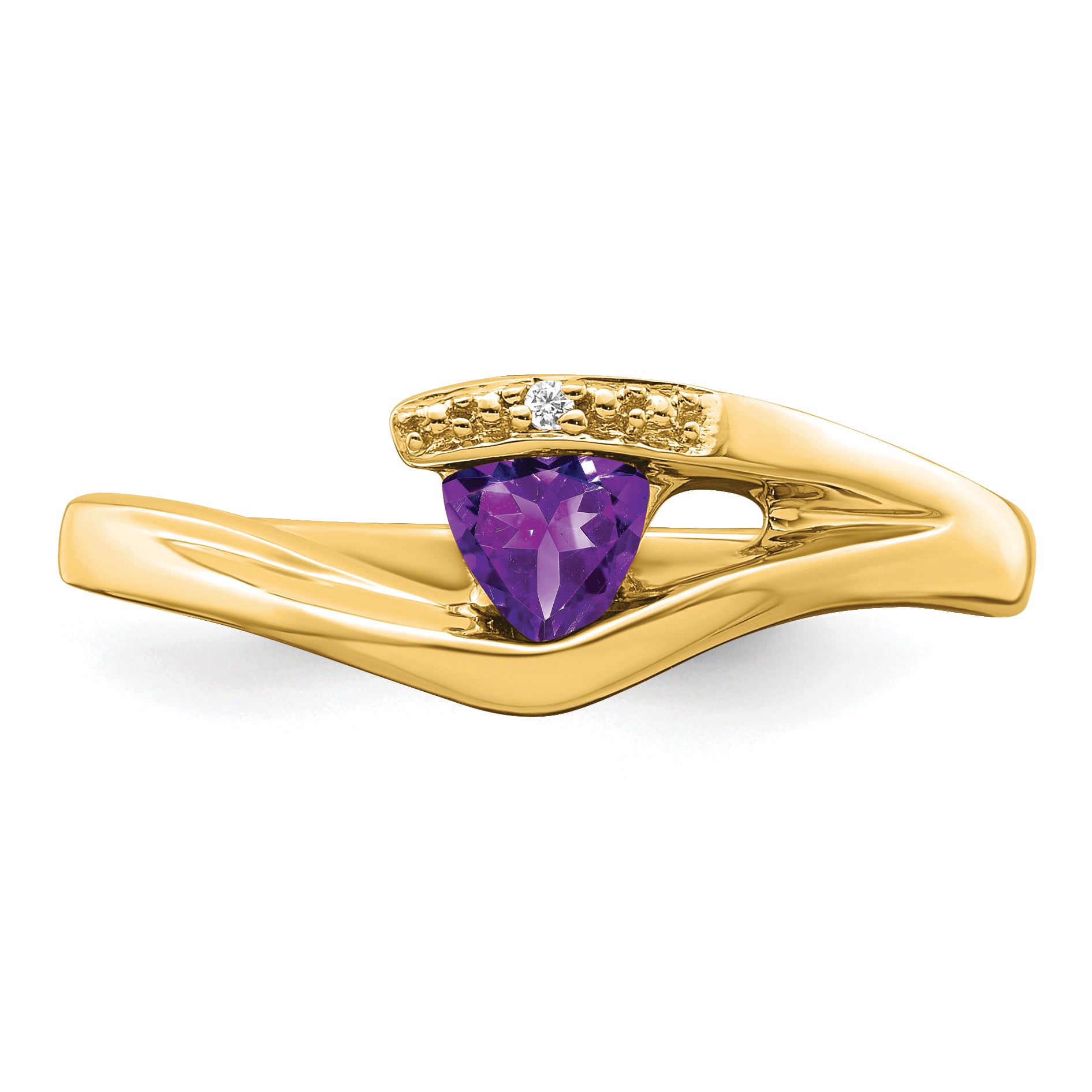 14k Trillion Amethyst and Diamond Ring