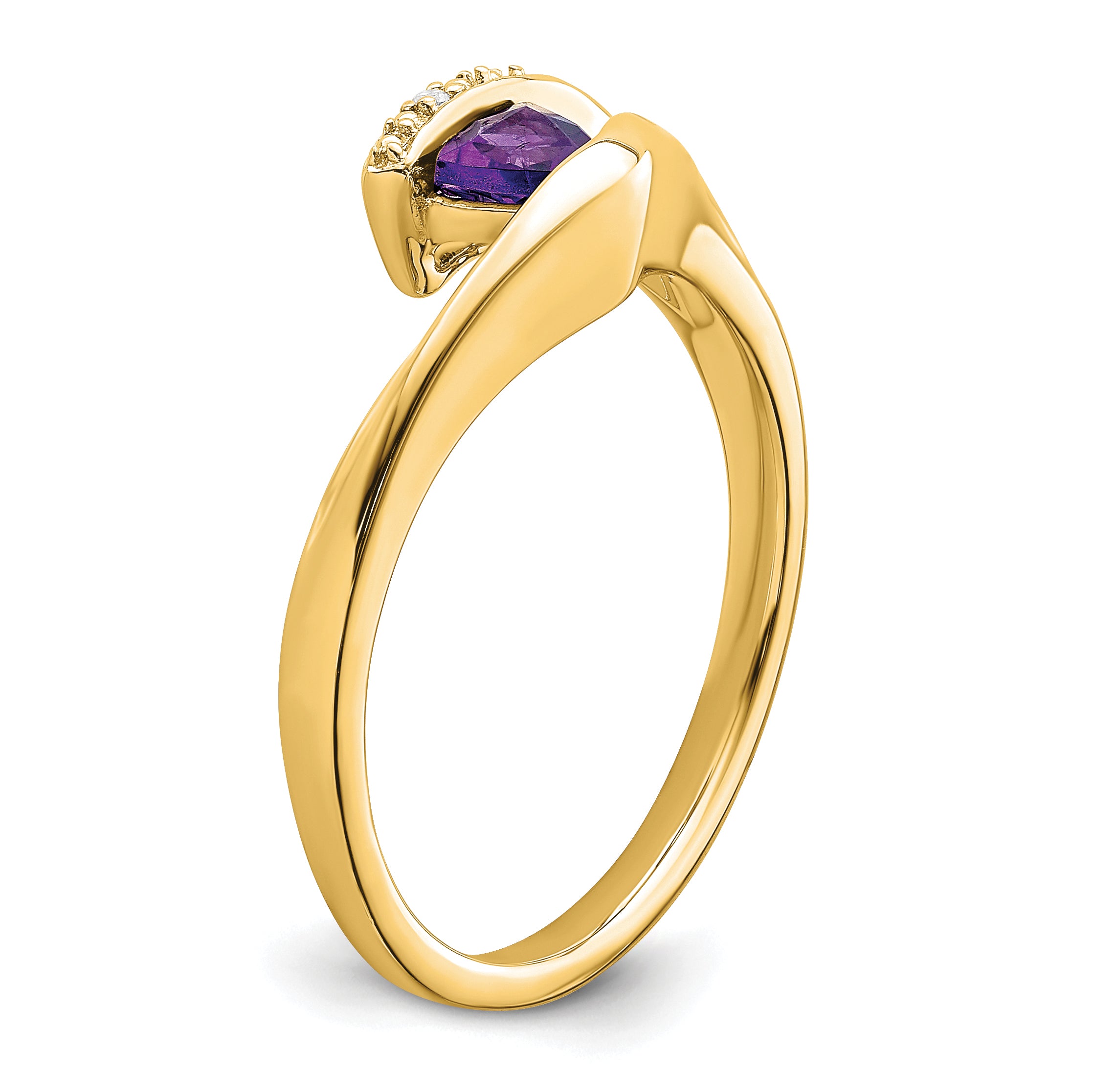 14k Trillion Amethyst and Diamond Ring